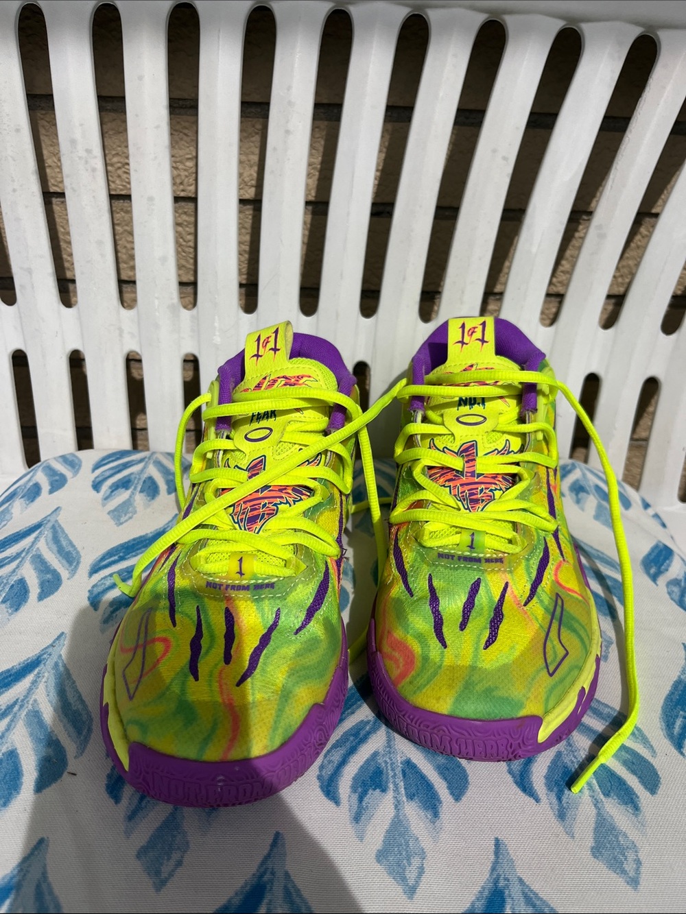 Puma Kids Neon Yellow and Purple Athletic Sneakers